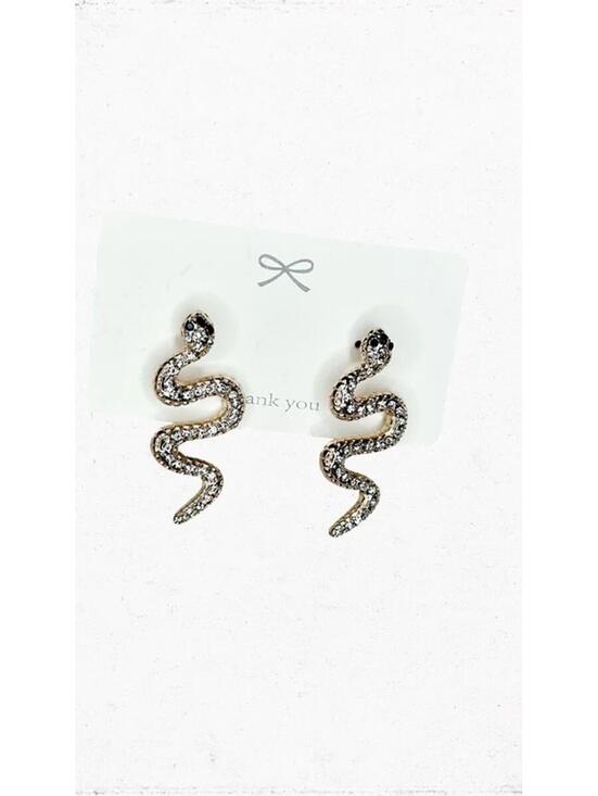Jewelry - 5770gc. Snake Goldtone Earrings
